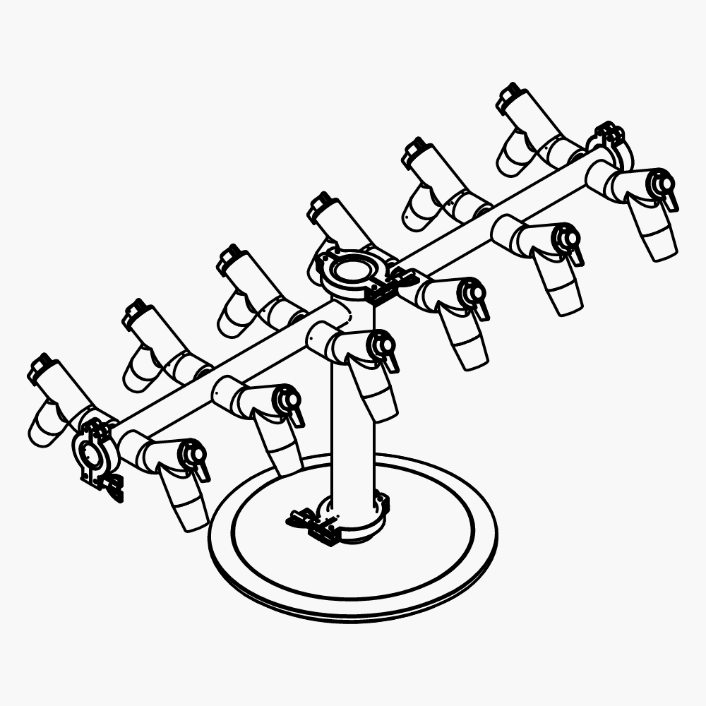 Drying rack with 12 manifold valves